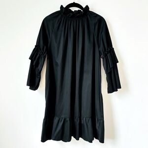 Cynthia Rowley High Ruffle Neck Bell Sleeve Cotton Dress